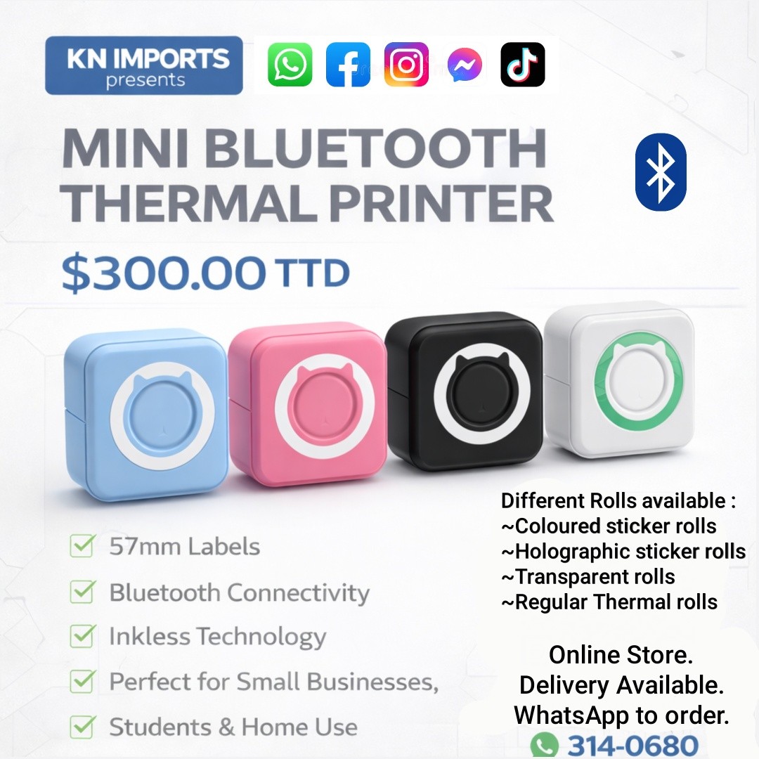 KN Imports Facebook ad: Inkless Thermal Mini Printer, $300TT