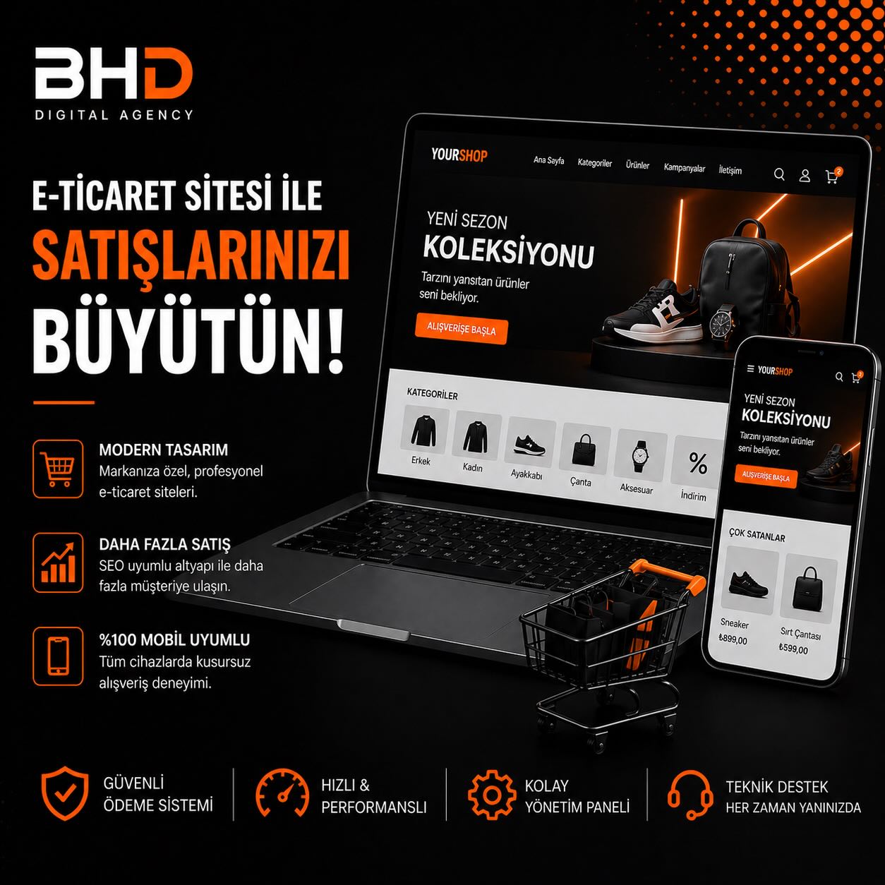 BHD Digital Agency Facebook ad: E-Ticaret Sitesi ile Satışlarınızı Büyütün!