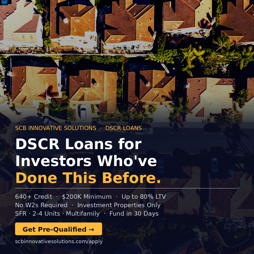 SCB Innovative Solutions LLC Facebook ad: DSCR Loans for Investors Who've Done This Before.