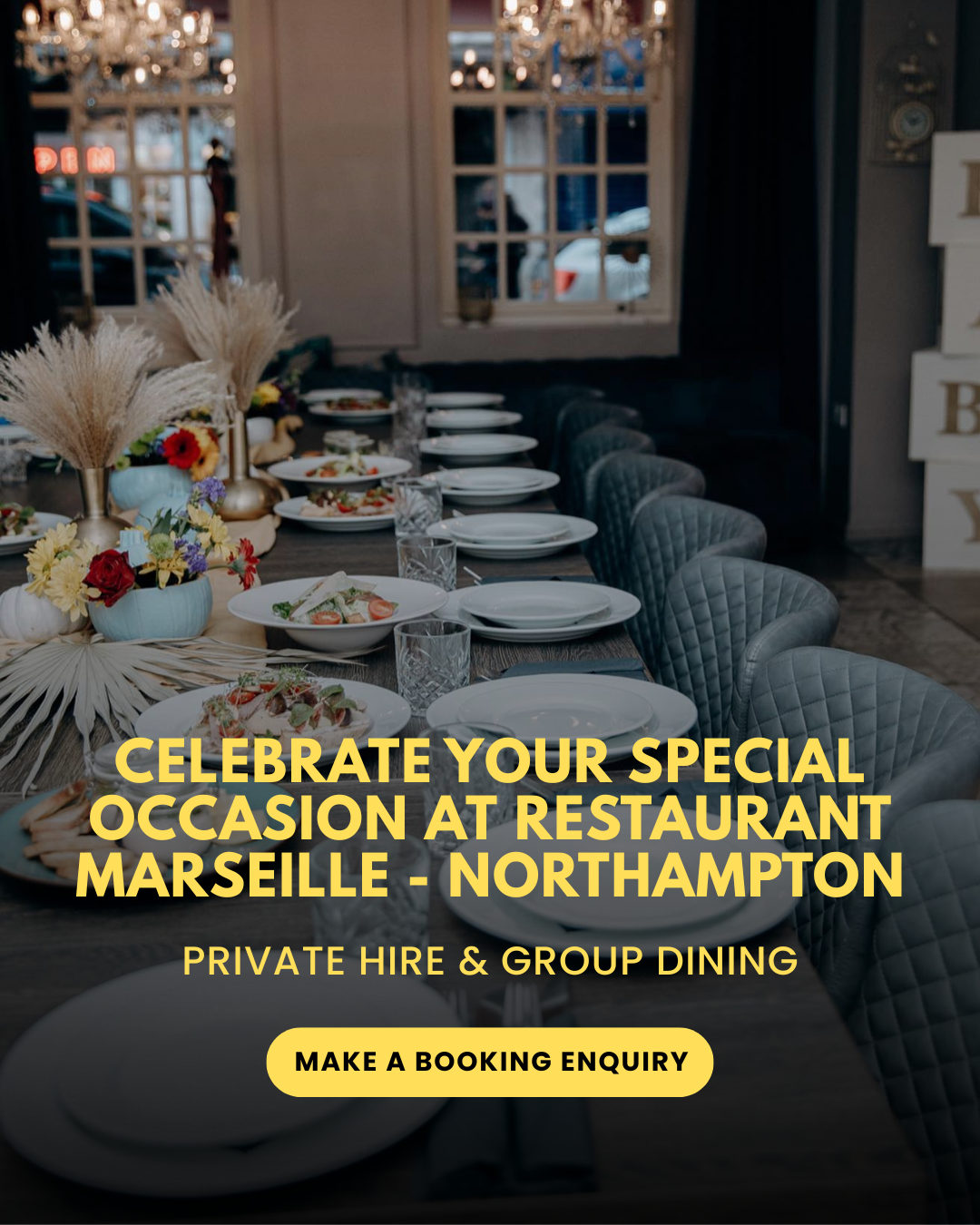 Marseille Coffee & Champagne Facebook ad: Private Hire & Group Dining