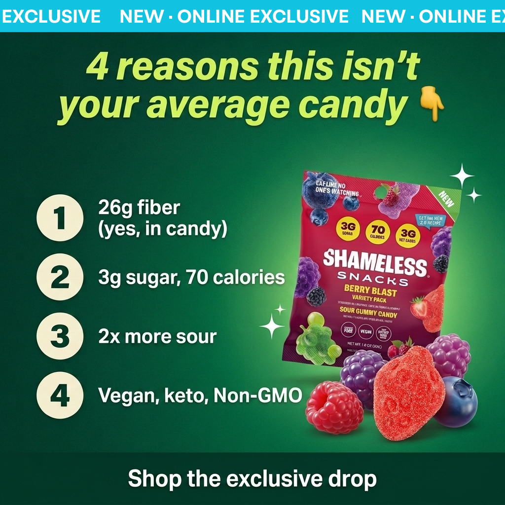 Shameless Snacks Facebook ad