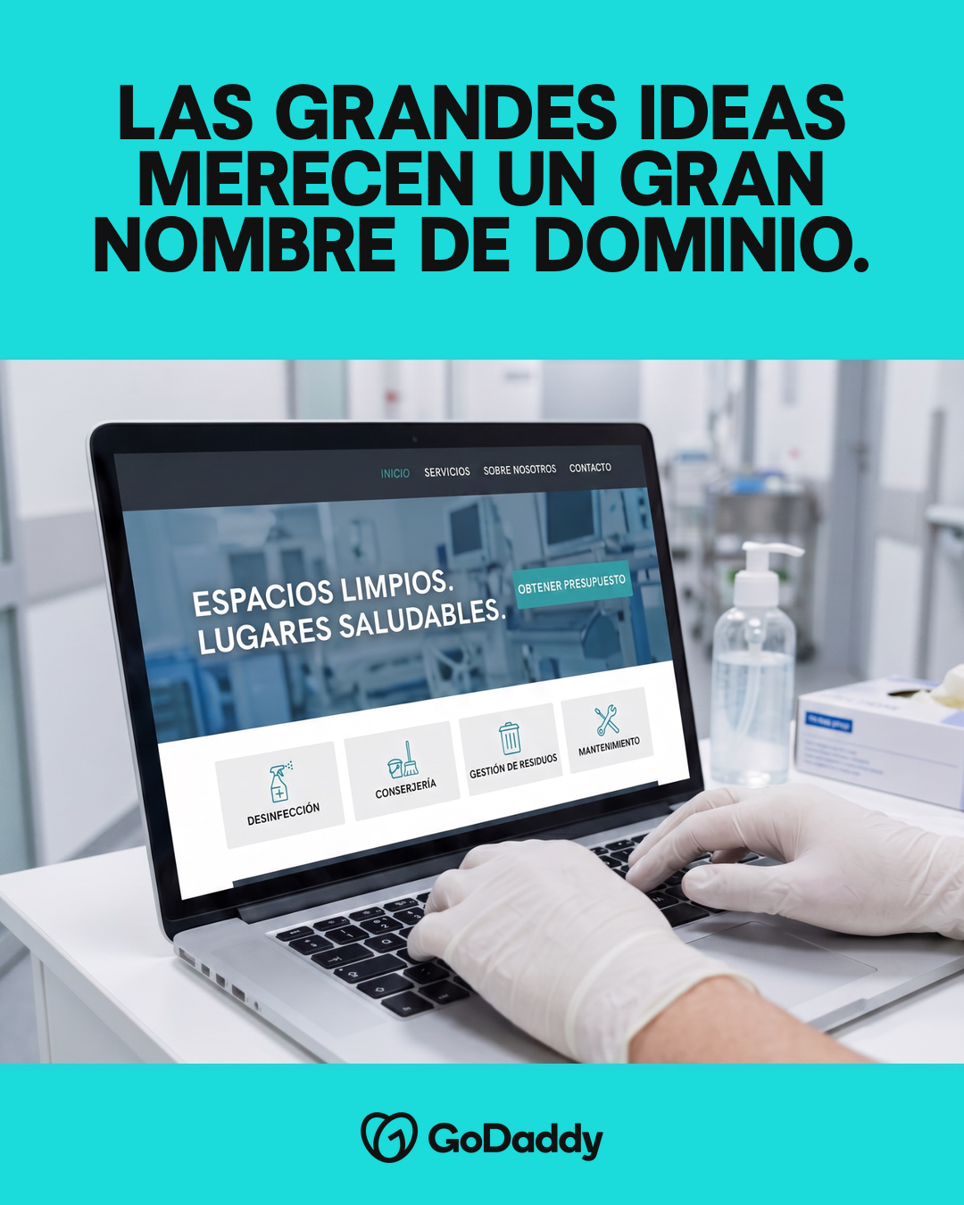 GoDaddy España Facebook ad: Tu.com está a solo una búsqueda de distancia