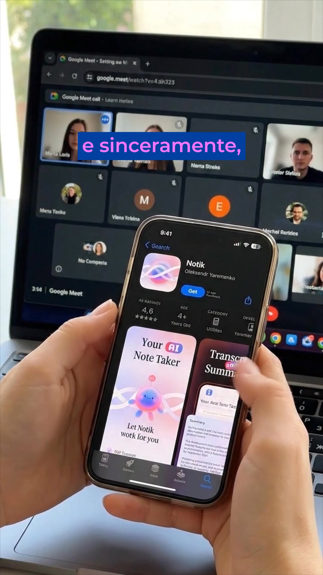 Notik: Voice Recorder Facebook ad: Meet your AI meeting assistant