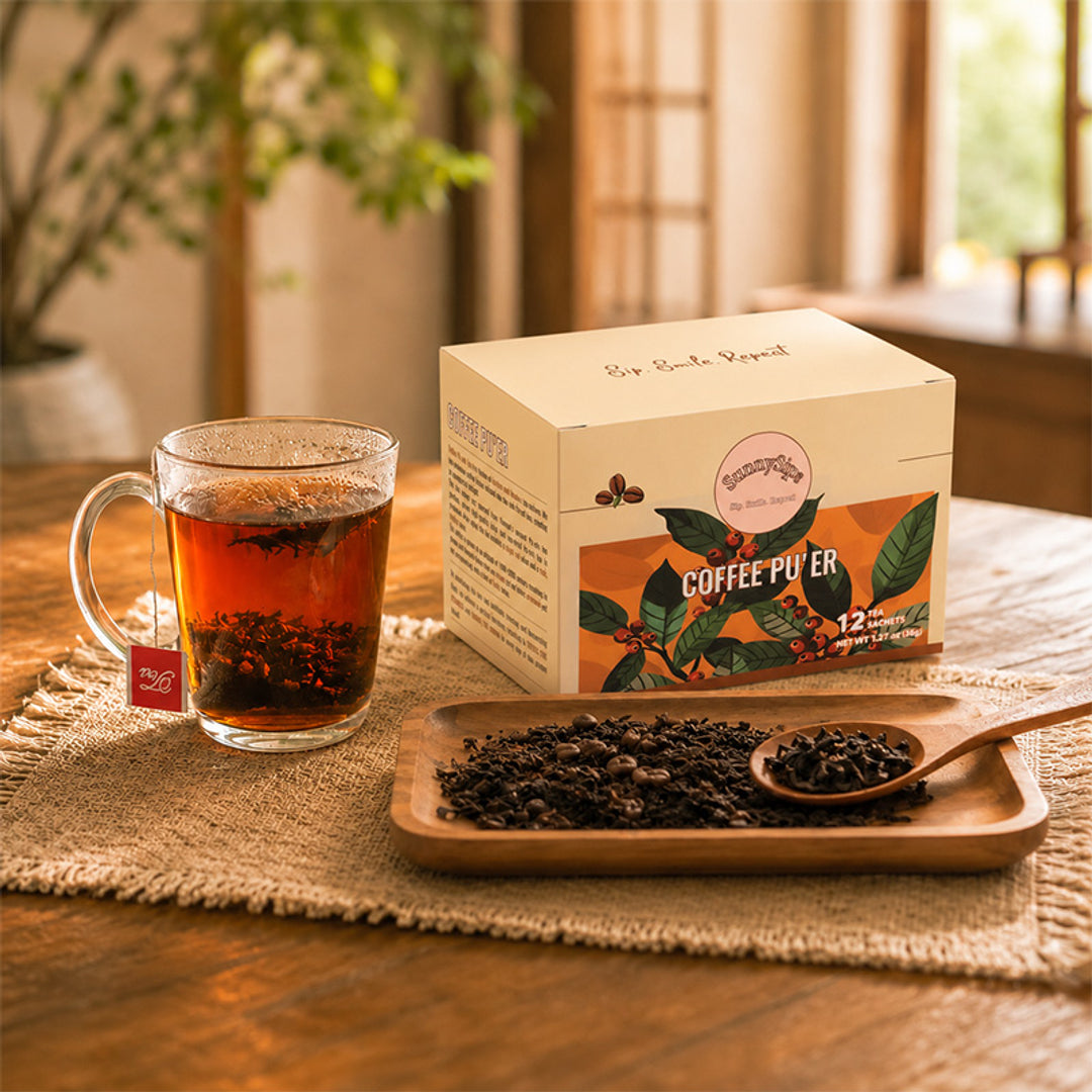 Oursunnysips Facebook ad: Coffee flavor. Pu-erh tea.