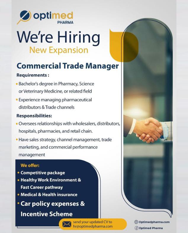 Optimed Pharma Facebook ad: **Job Title*: *