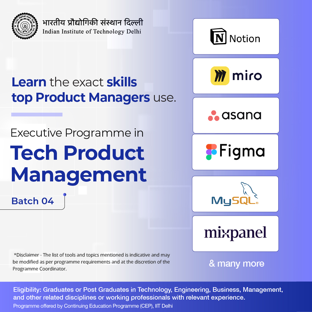 IIT Delhi - Executive Programme in Tech Product Management Facebook ad: IIT Delhi Executive Programme for Tech Product Management