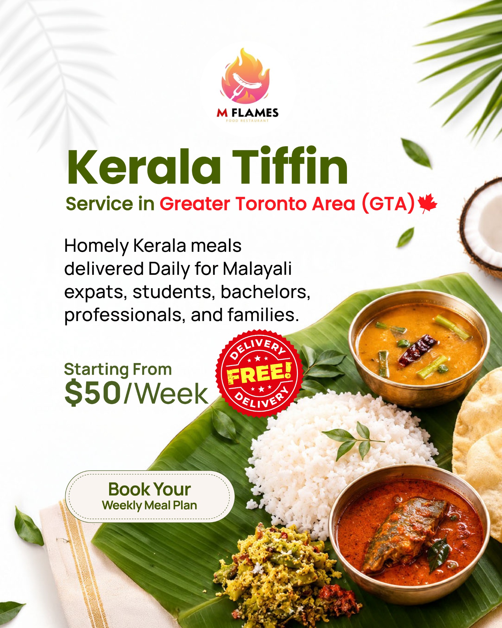mflames healthy meal plan Facebook ad: Kerala Tiffin Service in GTA
