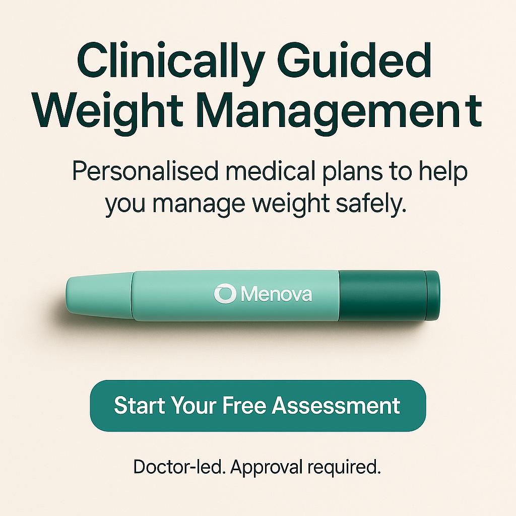 Menova health clinic Facebook ad: Take 1 Min Quiz