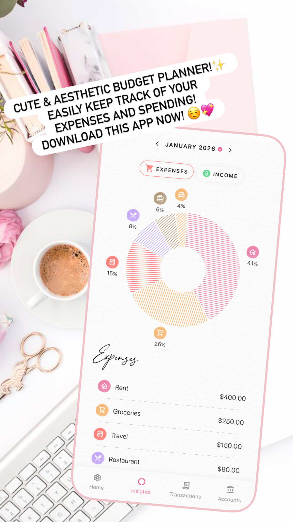 Fleur: Cute Budget Tracker Facebook ad