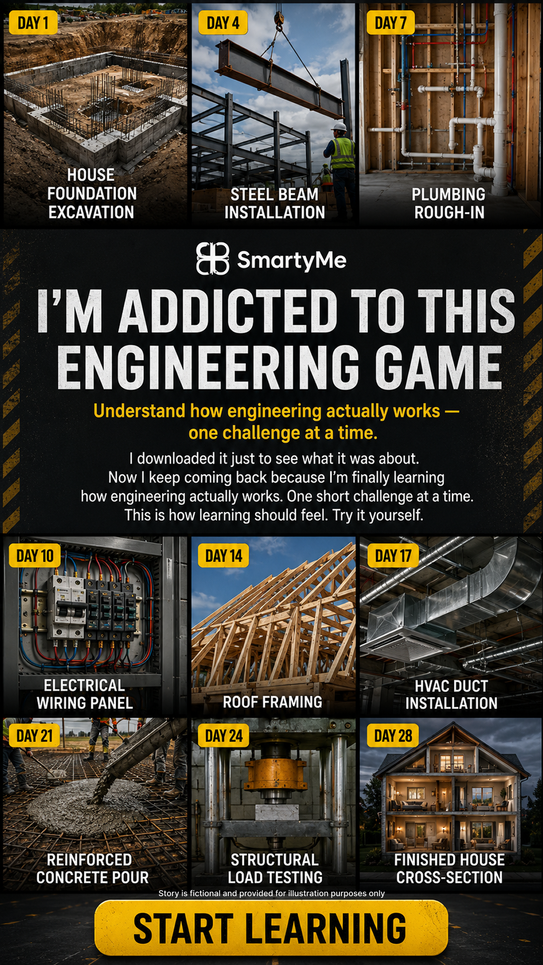 SmartyMe: Think Like an Engineer Facebook ad: Replace scrolling with addictive Engineering lessons