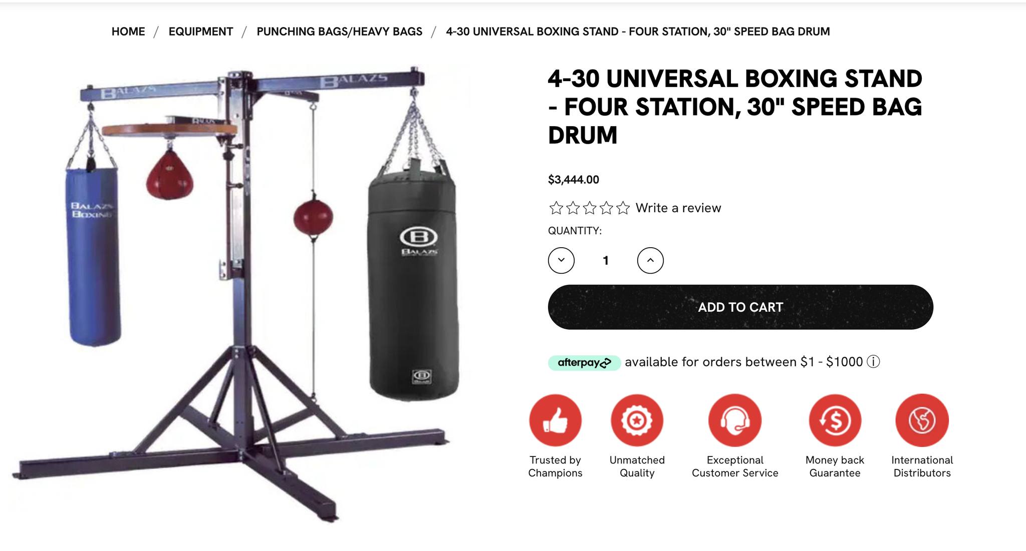 Stu Loeser Facebook ad: USED Balazs 4-Station Boxing Bags