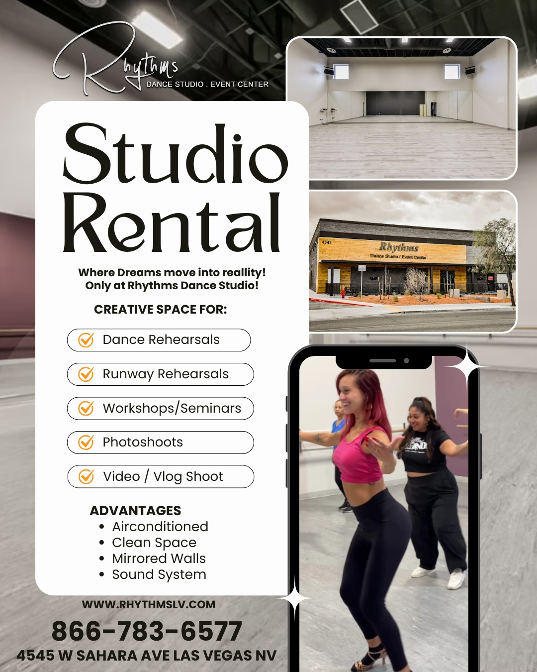 Rhythms Dance Studio & Event Center Facebook ad: Looking for a dance studio for rent in…
