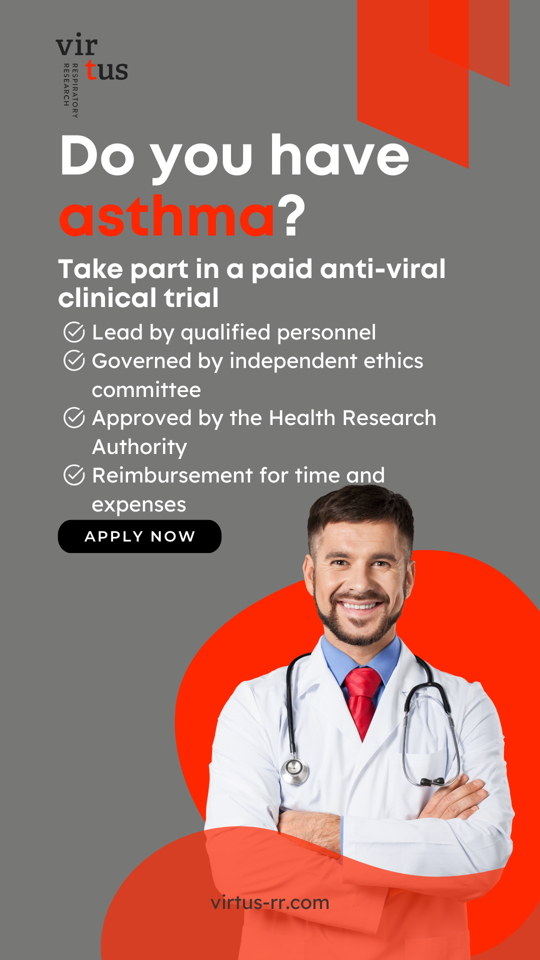 VirTus Respiratory Research Facebook ad from Apr 3, 2025