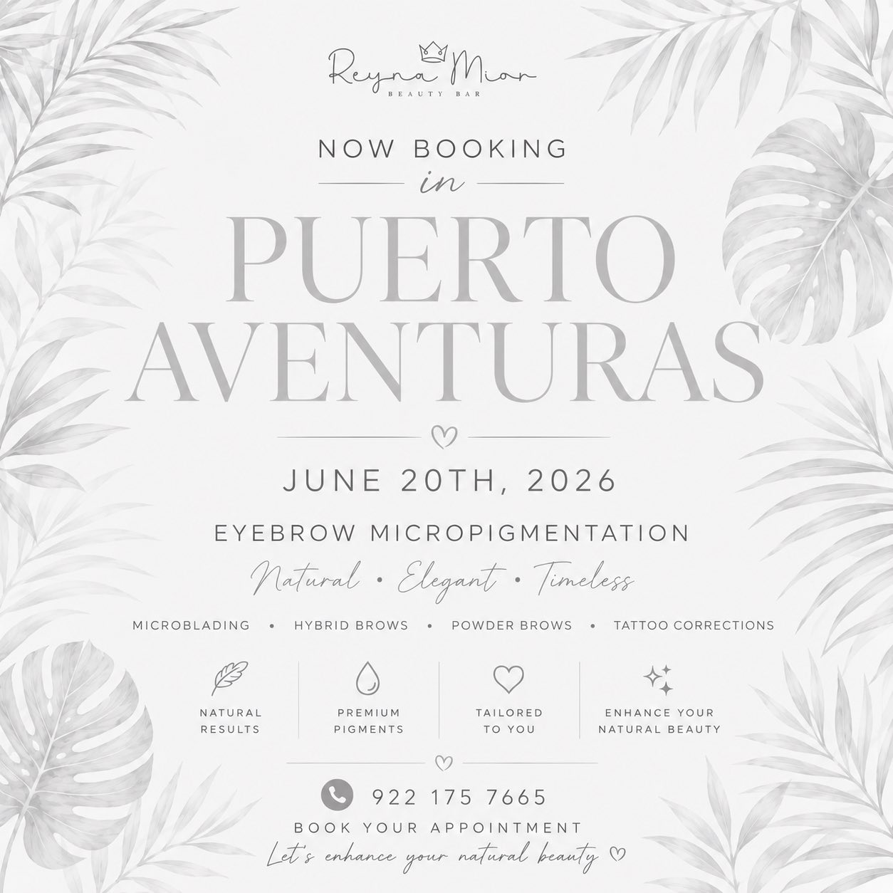 Reyna Mior Beauty Bar Facebook ad: PUERTO AVENTURAS