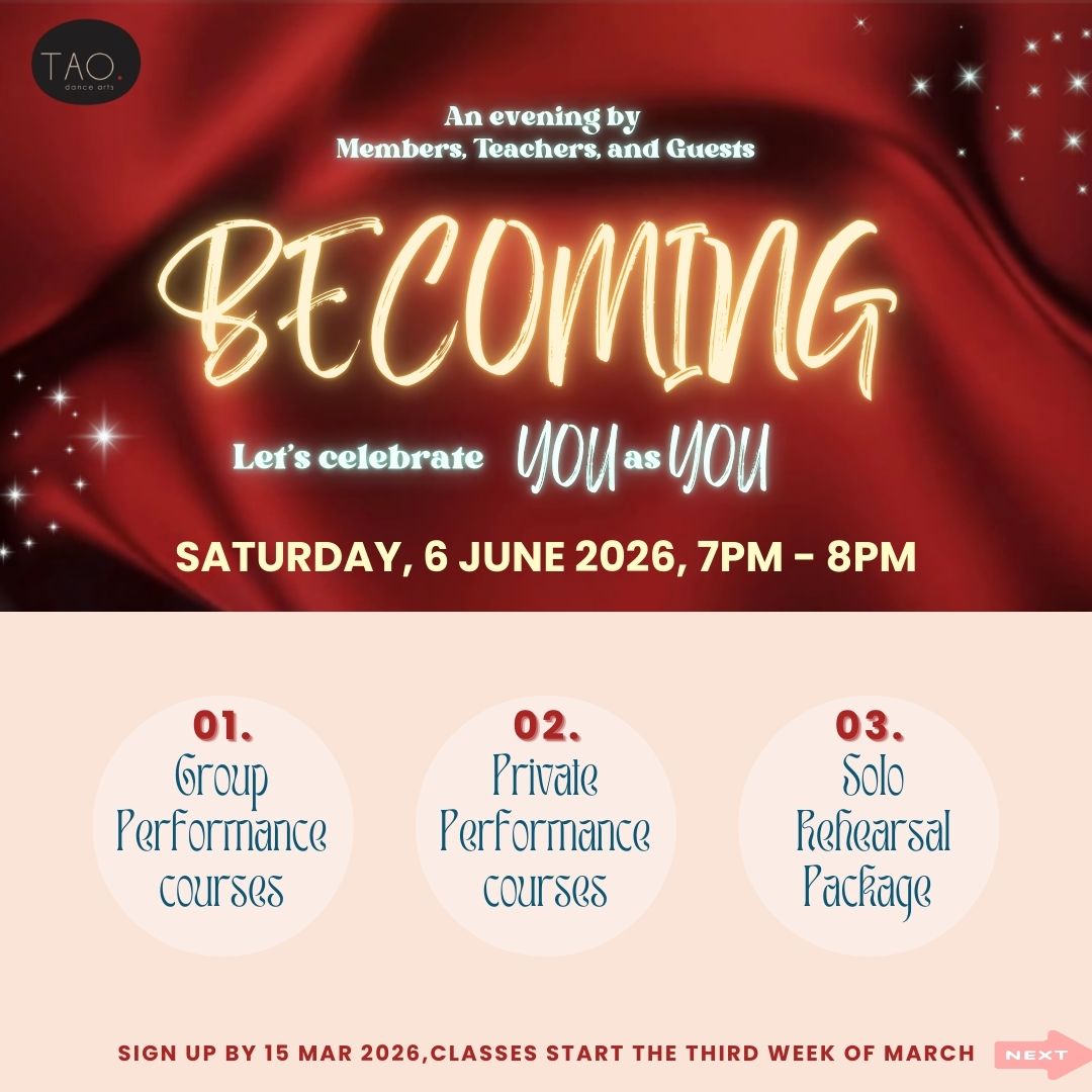 Tao Dance Arts Facebook ad: BECOMING, June 6 (Sat), 7-8pm