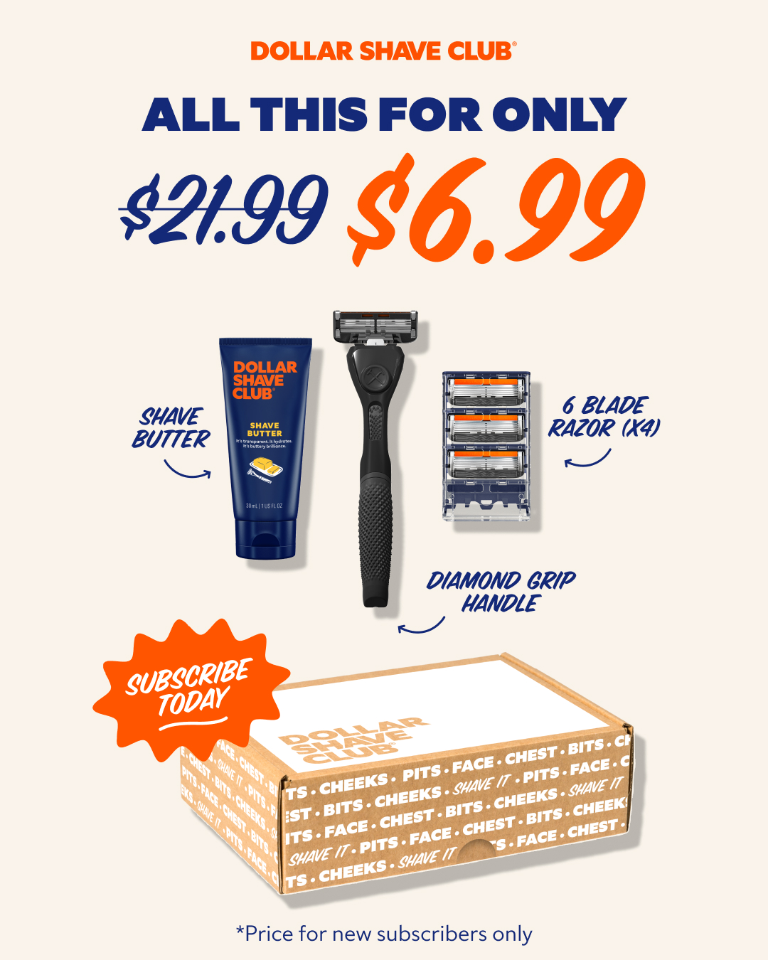 Dollar Shave Club Facebook ad from Aug 11, 2026