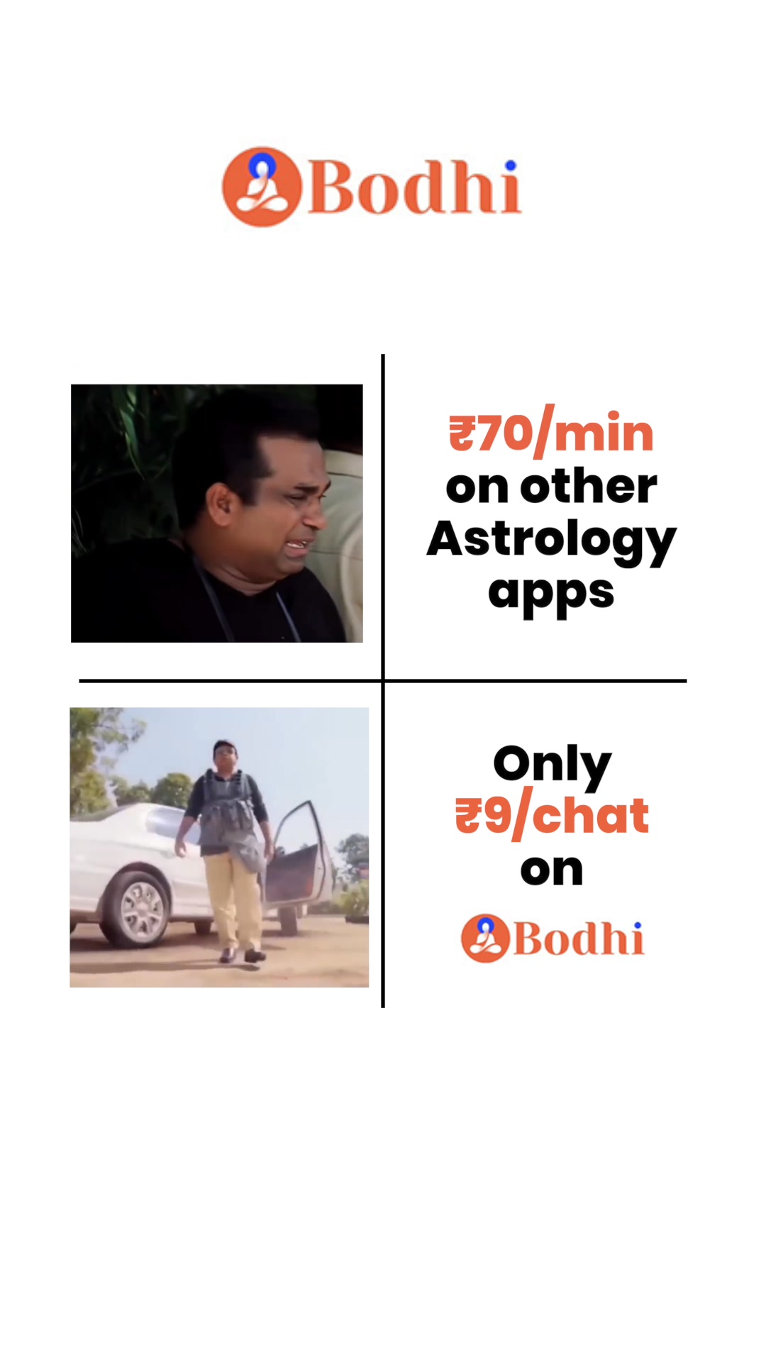 Bodhi Facebook ad: Get your answers now! First call at ₹9