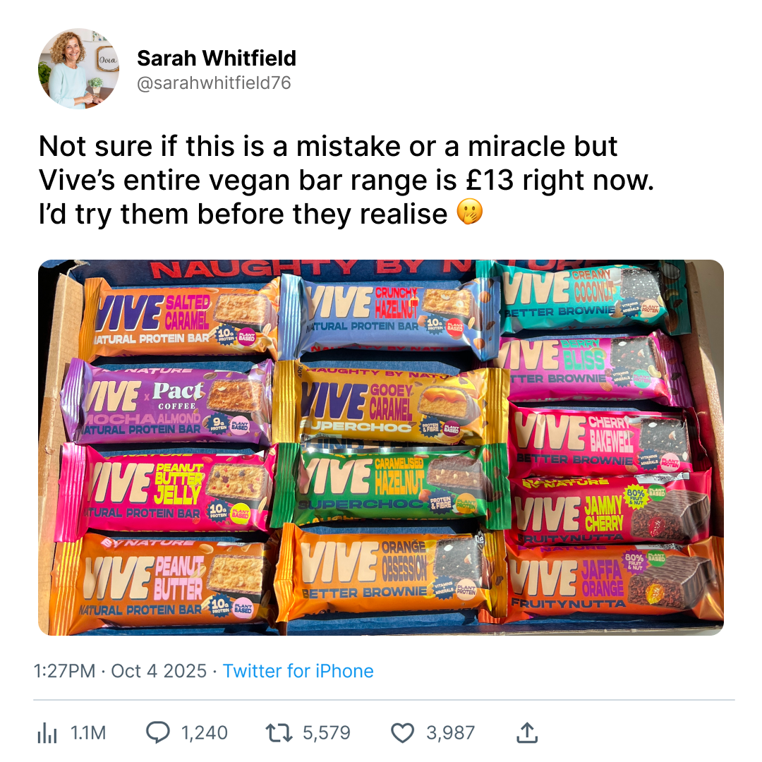 Vive Facebook ad: Vegan & Gluten Free Chocolate Bars