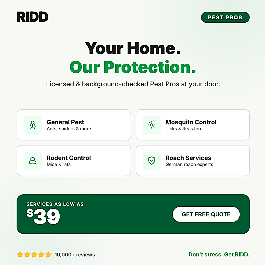 RIDD Pest Control Facebook ad