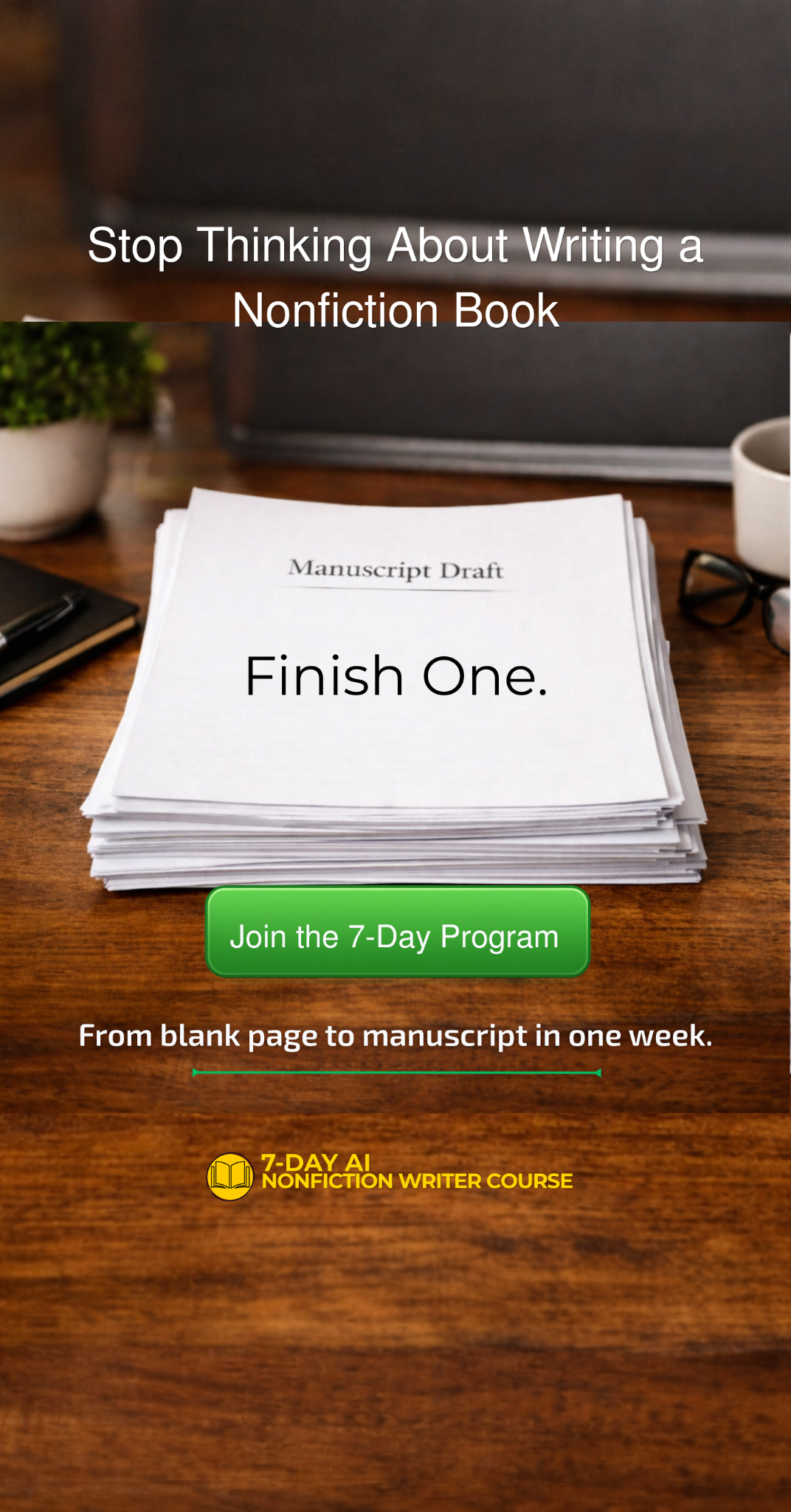 7 Day AI Writer Facebook ad from Apr 6, 2026