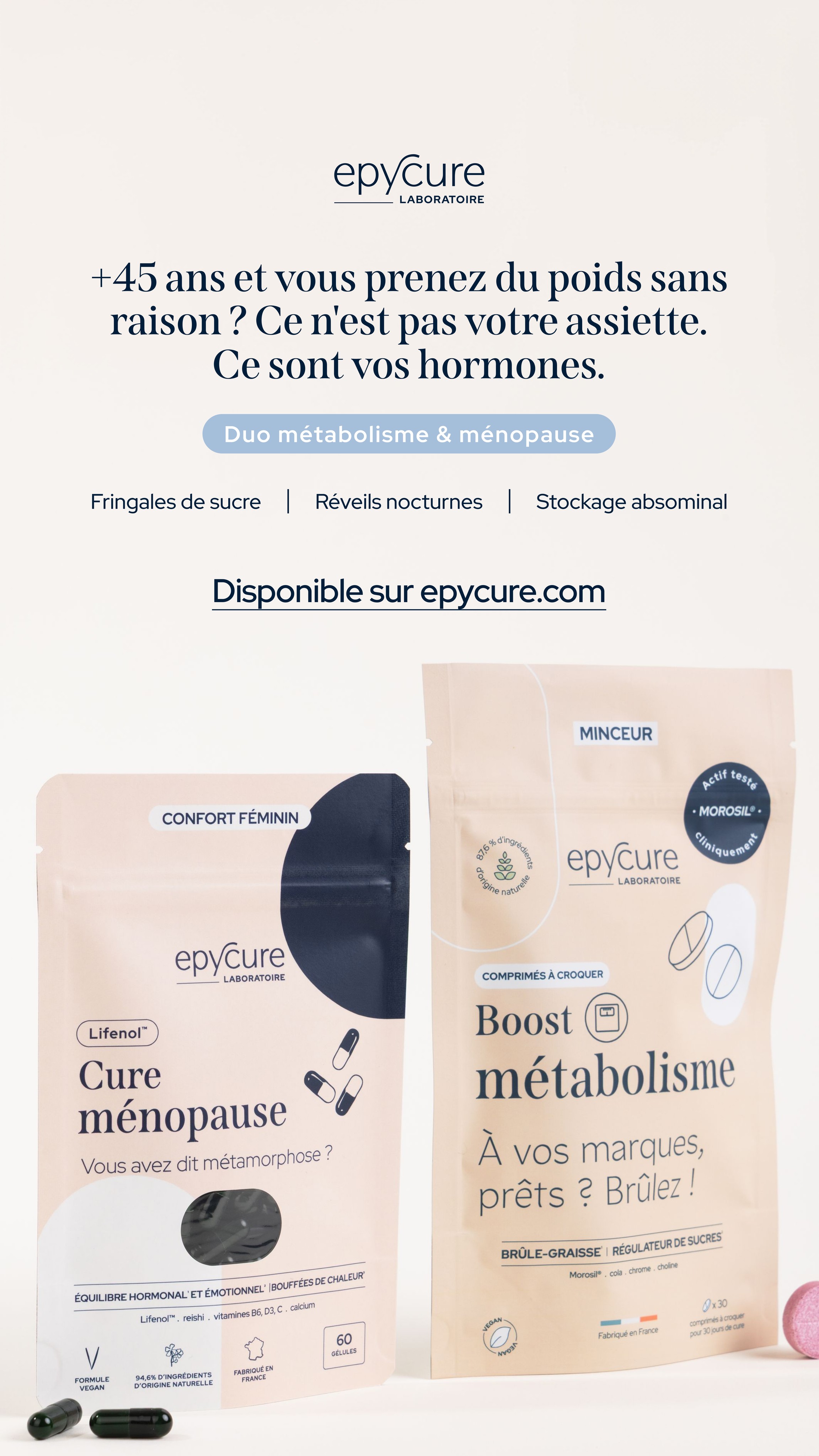 Epycure Facebook ad: Perdez du poids, même pendant la ménopause