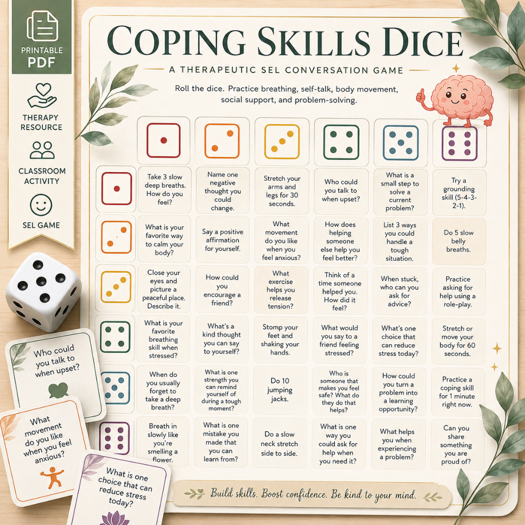Calm Corner Kids Facebook ad: 90% Off Therapy Dice Game