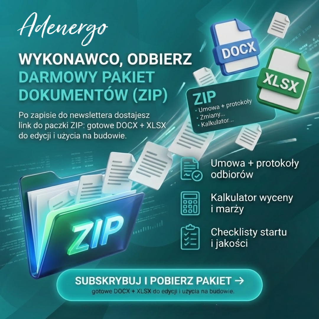 Adenergo Facebook ad: Darmowe dokumenty dla wykonawców