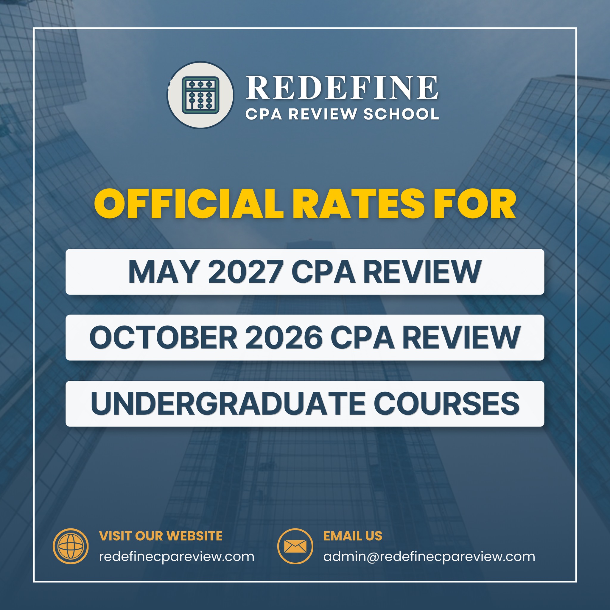 Redefine CPA Review School Facebook ad: Redefine the way you study accounting