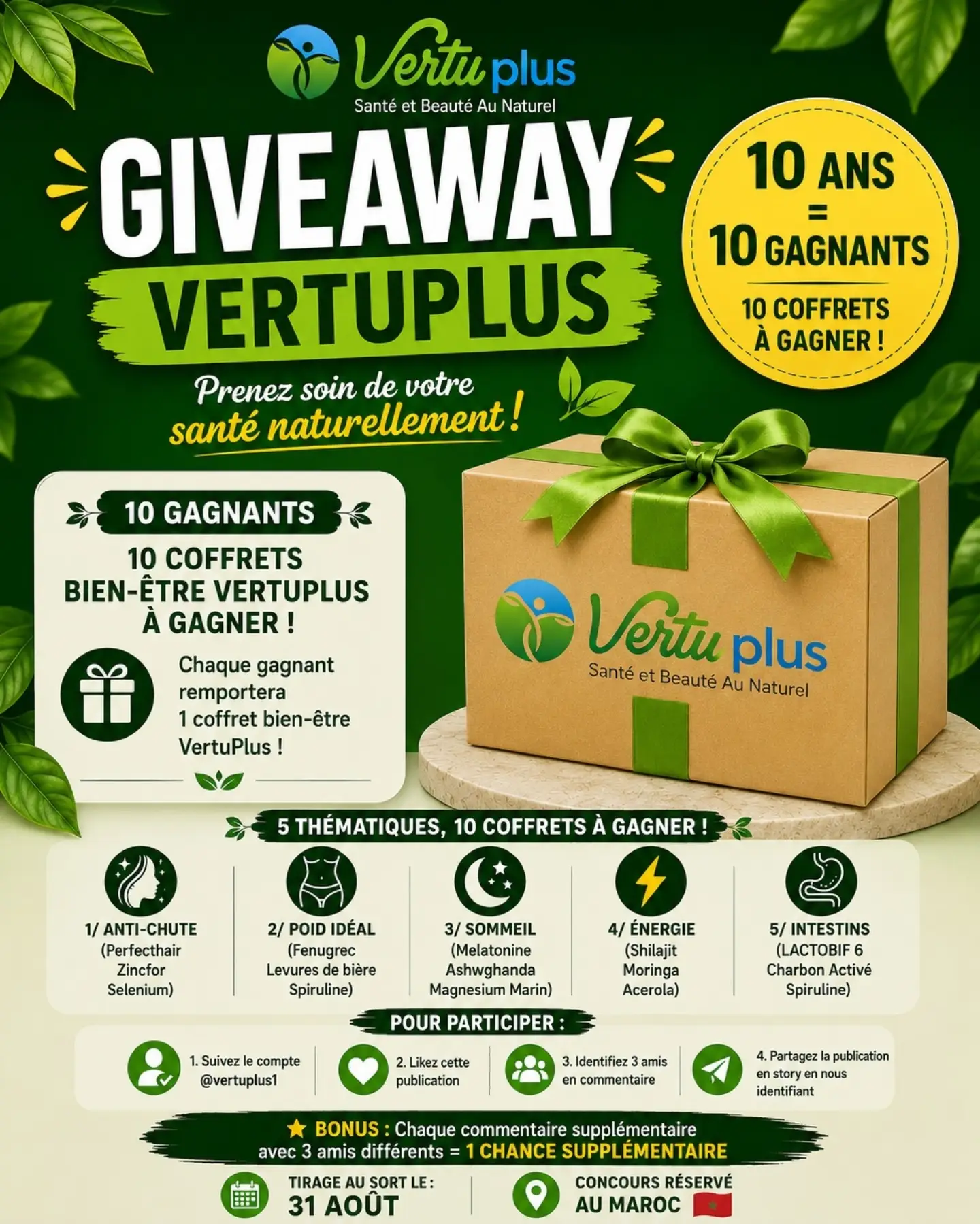 VERTUPLUS Facebook ad: GIVEAWAY VERTUPLUS, 10 ANS, 10 GAGNANTS!