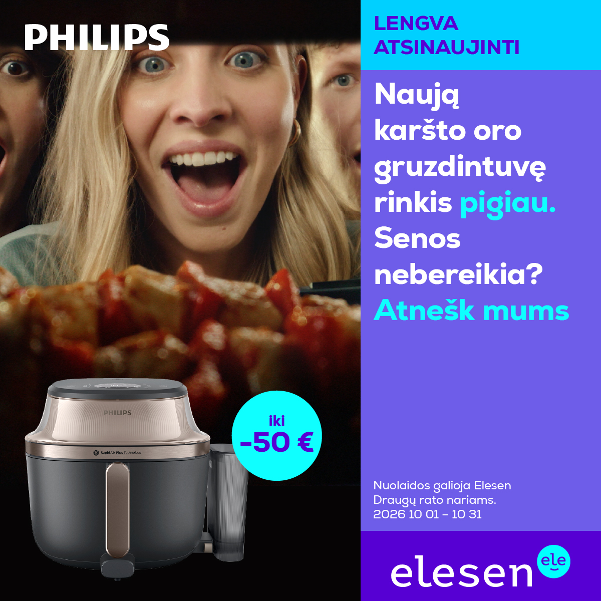 Elesen Facebook ad: Iki 50 € mažiau už karšto oro gruzdintuvę