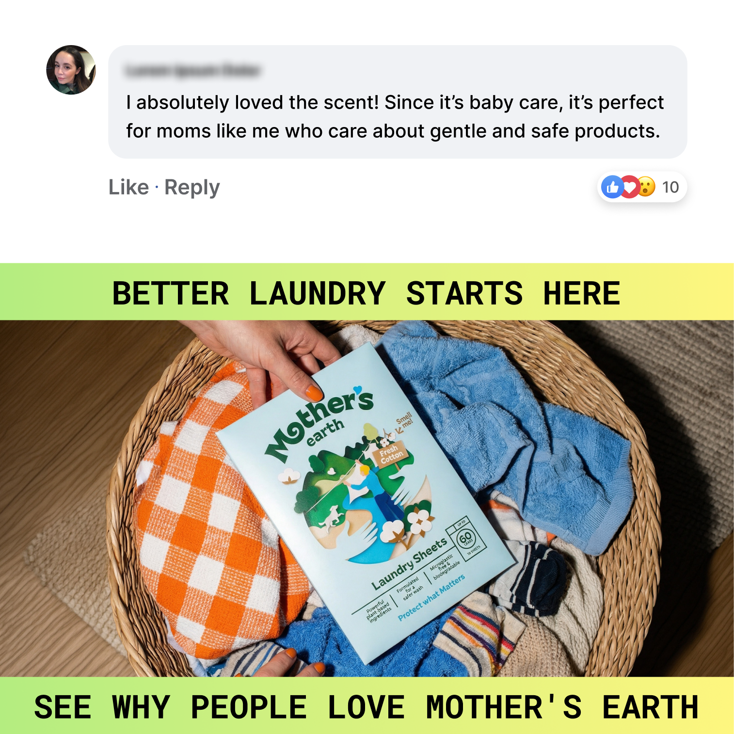 Mothers Earth Facebook ad