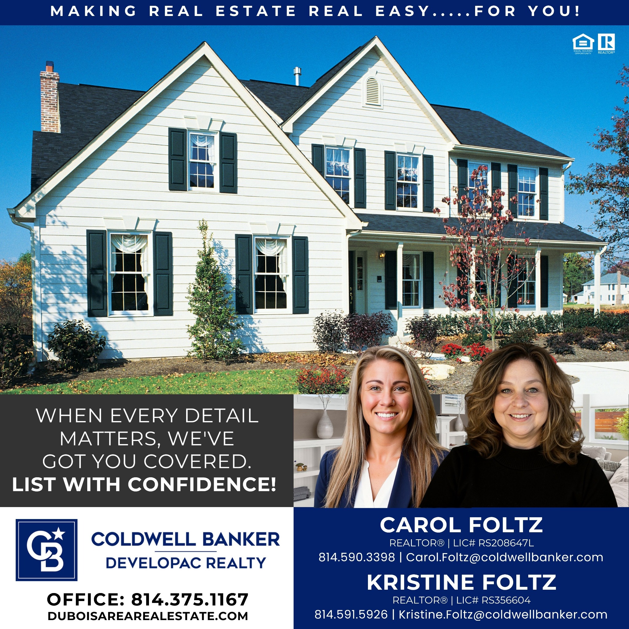 Carol Foltz, Realtor with Coldwell Banker Developac Realty Facebook ad
