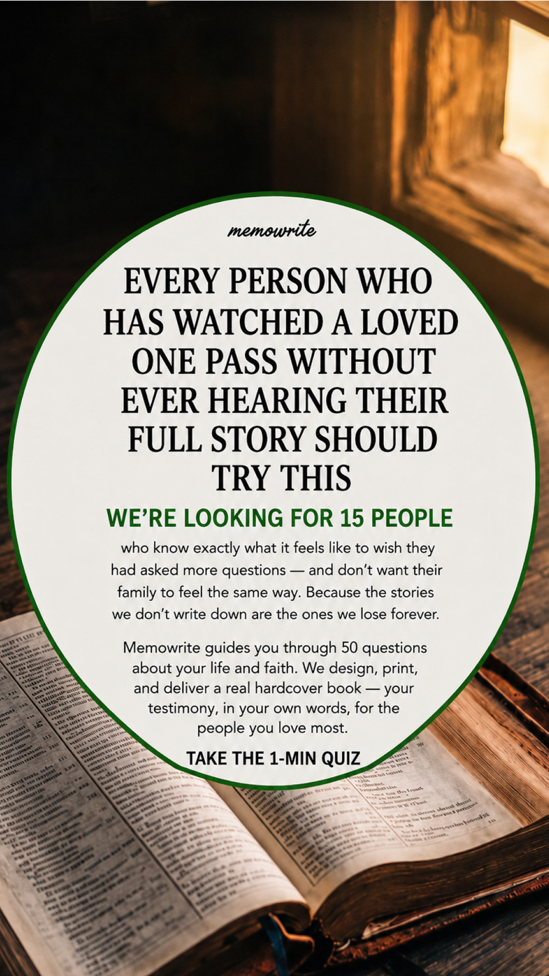 Memowrite Facebook ad