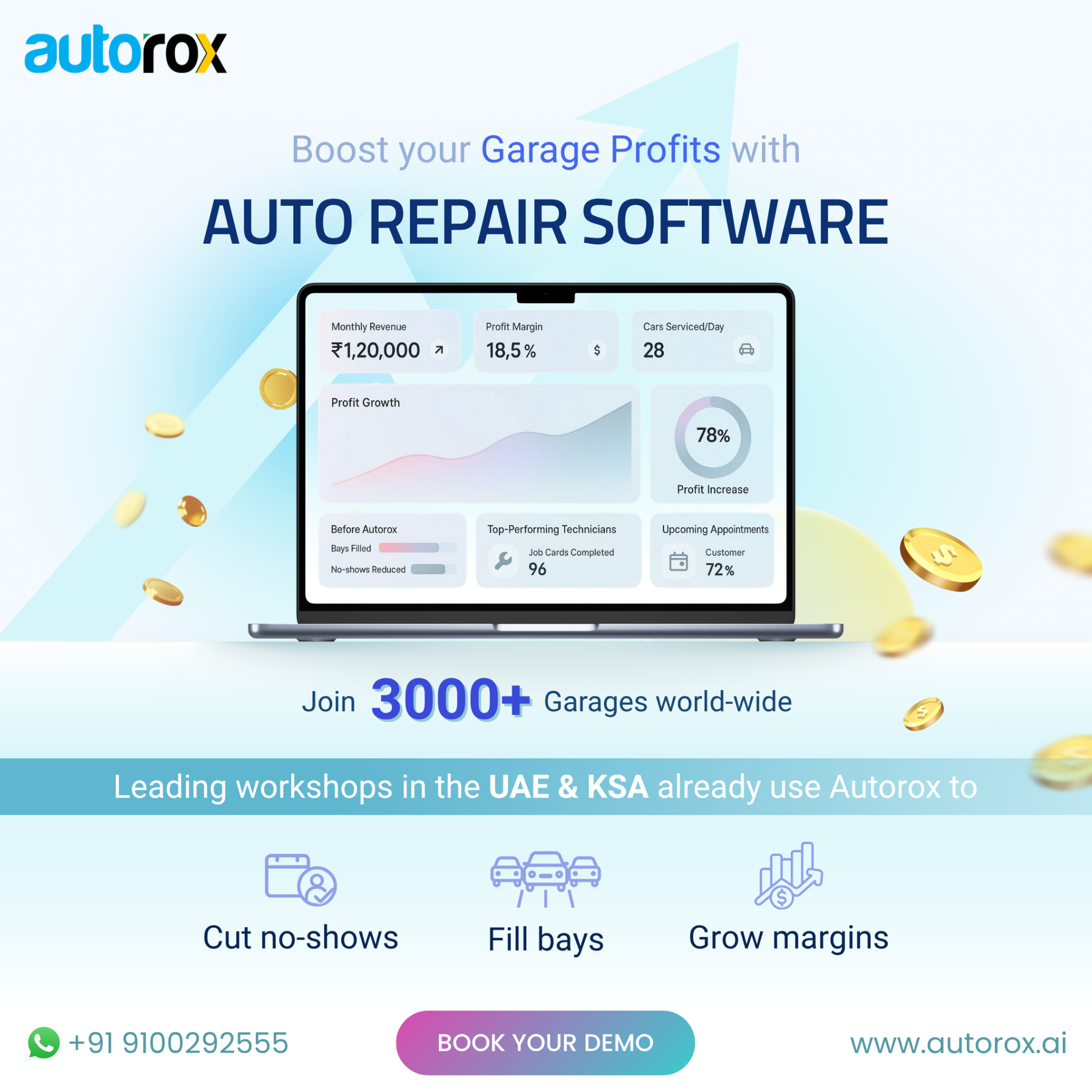Autorox Garage Management Software Facebook ad: Chat with us