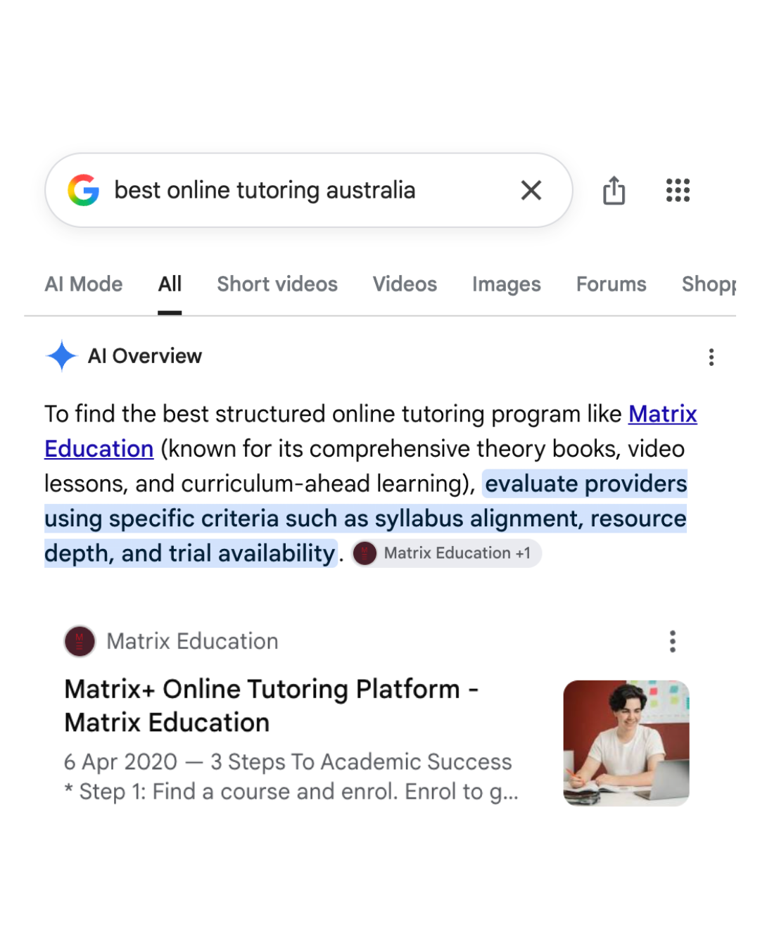 Matrix Education Facebook ad