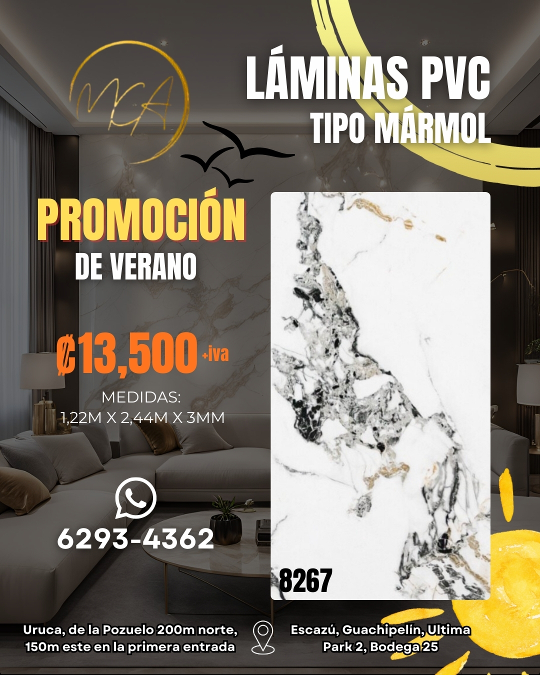 MCA Interiores Facebook ad: Promociones de verano en láminas PVC