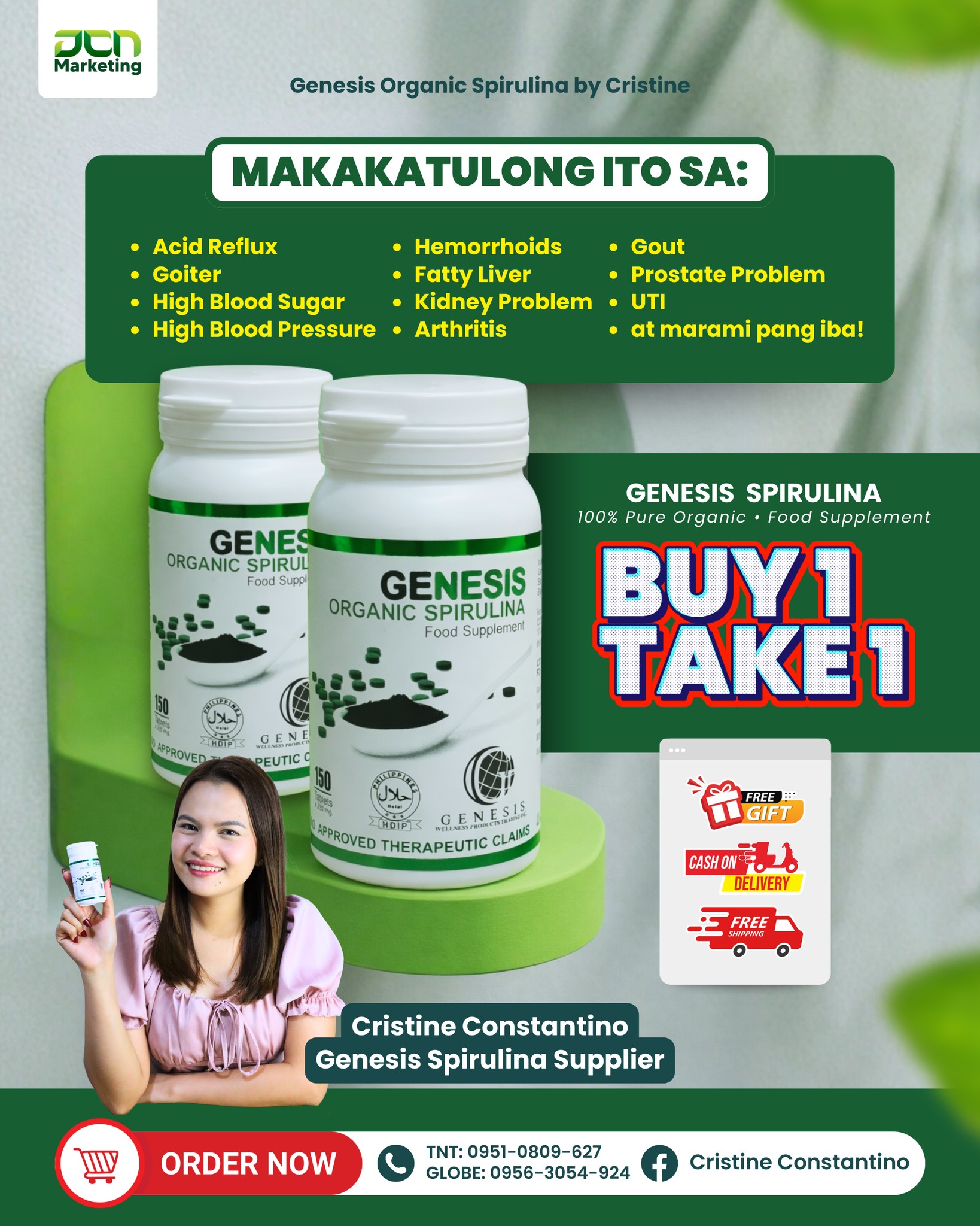 Genesis Organic Spirulina: Super food by Cristine Facebook ad: 𝐁𝐔𝐘 1 𝐓𝐀𝐊𝐄 1 𝐏𝐑𝐎𝐌𝐎