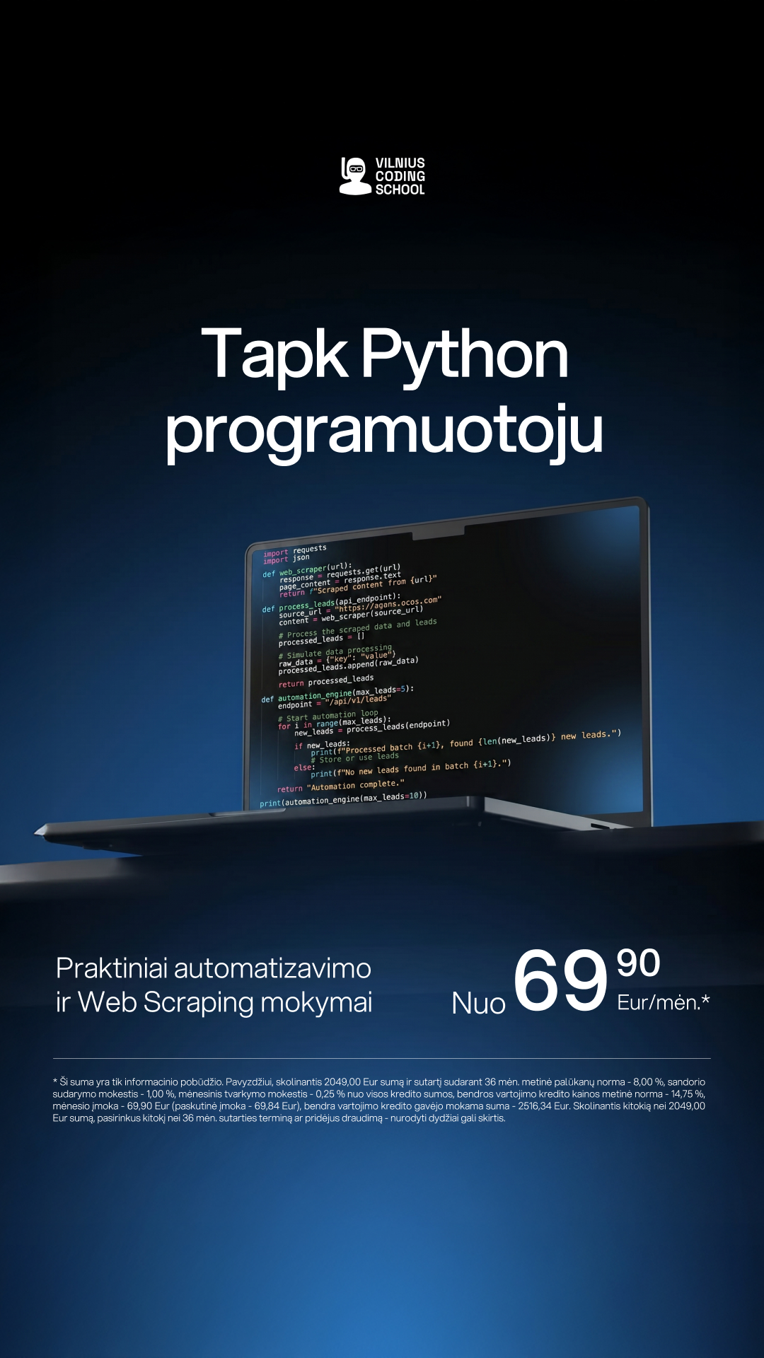 Vilnius Coding School Facebook ad