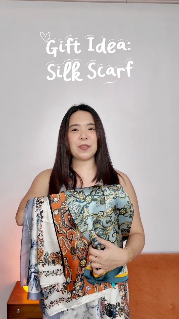 SYNCA • Synchronicity Select Store Philippines Facebook ad: Ganda nitong silk scarf perfect pang regalo!