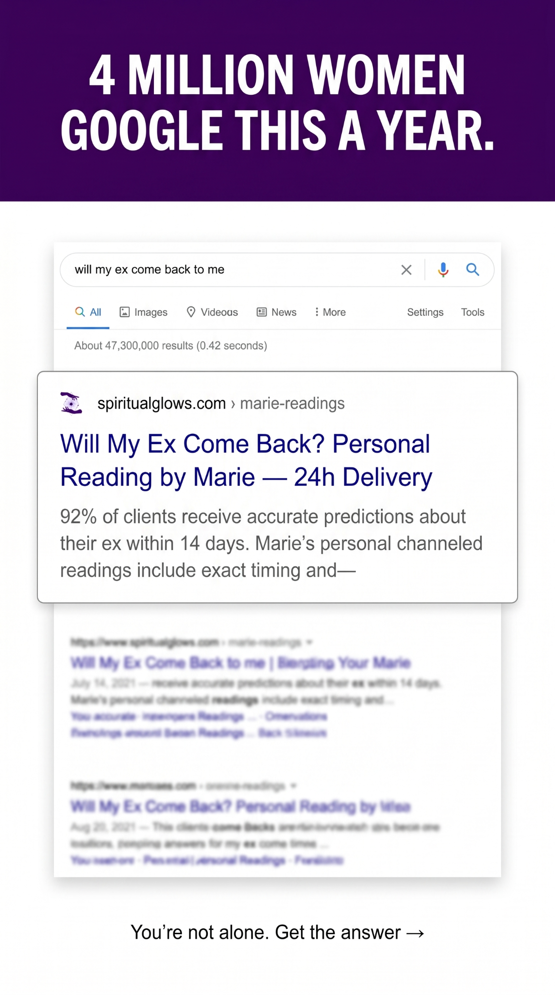 Try Psychic Marie Facebook ad