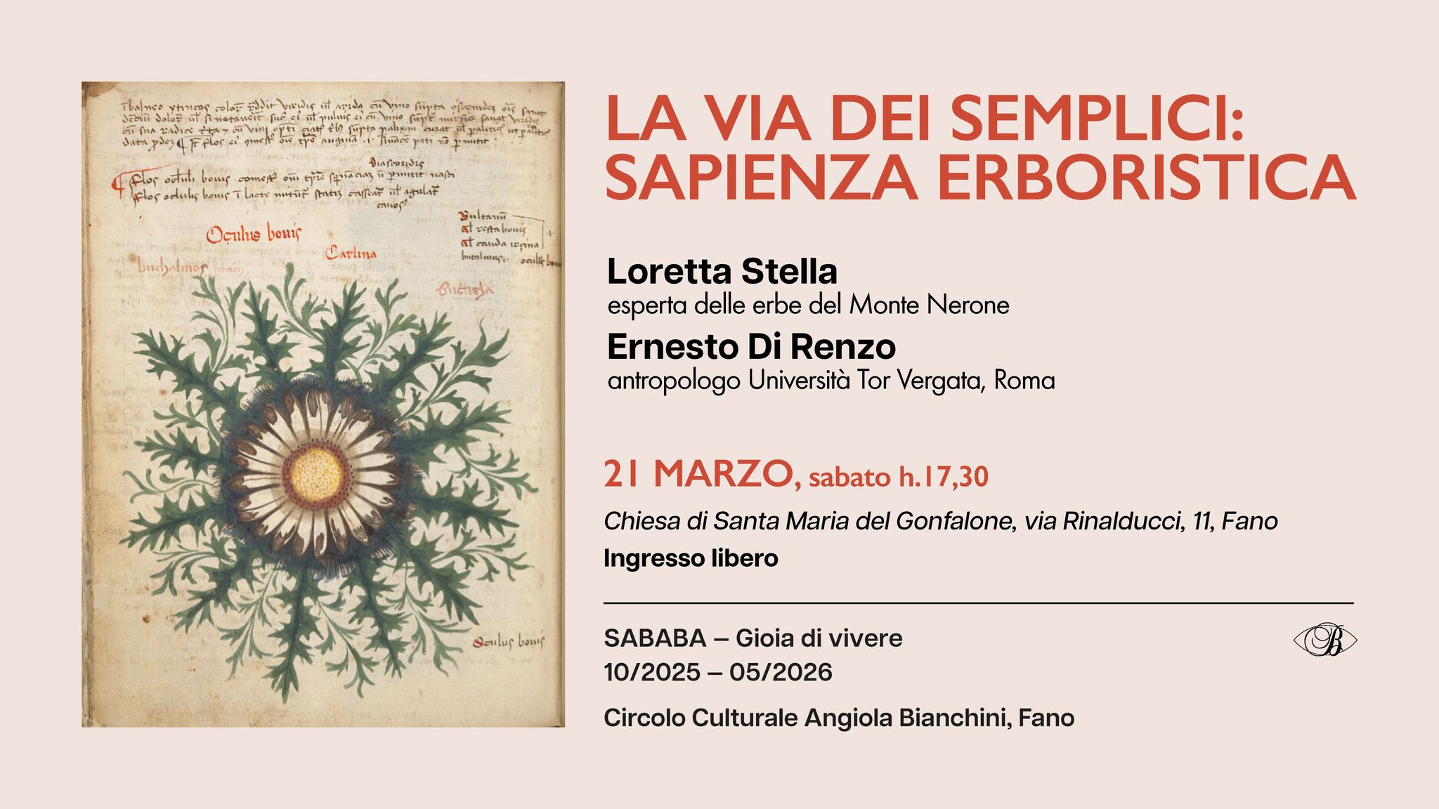 Circolo culturale A. Bianchini Facebook ad: La Via Dei Semplici: Sapienza Erboristica