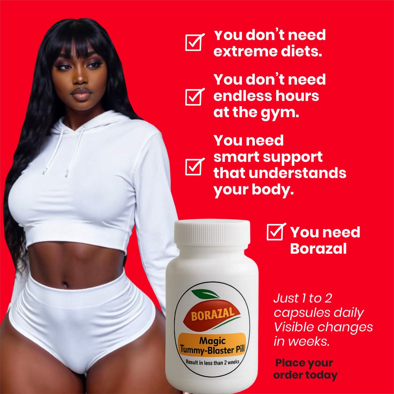 Borazal Body Facebook ad: BORAZAL, 2-WEEK TUMMY BLASTER CAPSULE 400Le(Payment on…