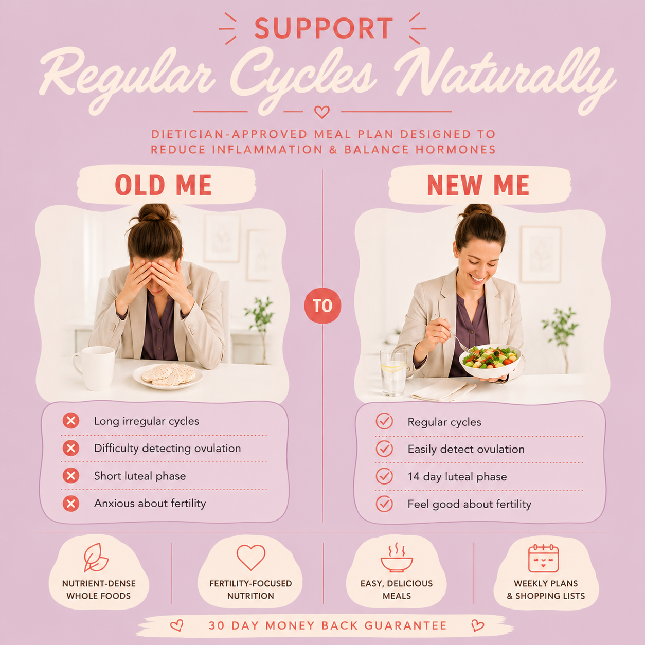 Steph Rouillard Dietitian Facebook ad: 30 Day Money Back Guarantee