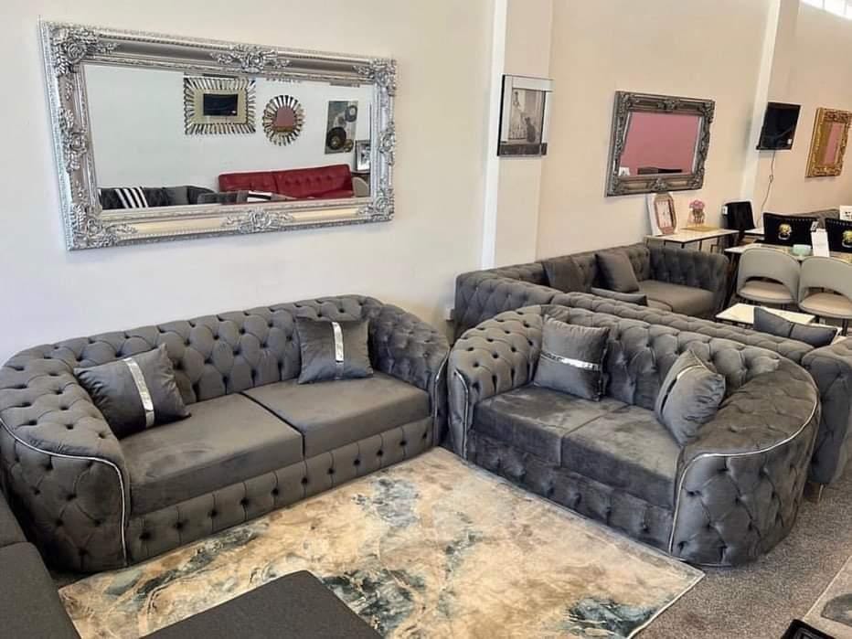 MJ Furnishing Facebook ad: Brand new sofas available at discounted prices with…