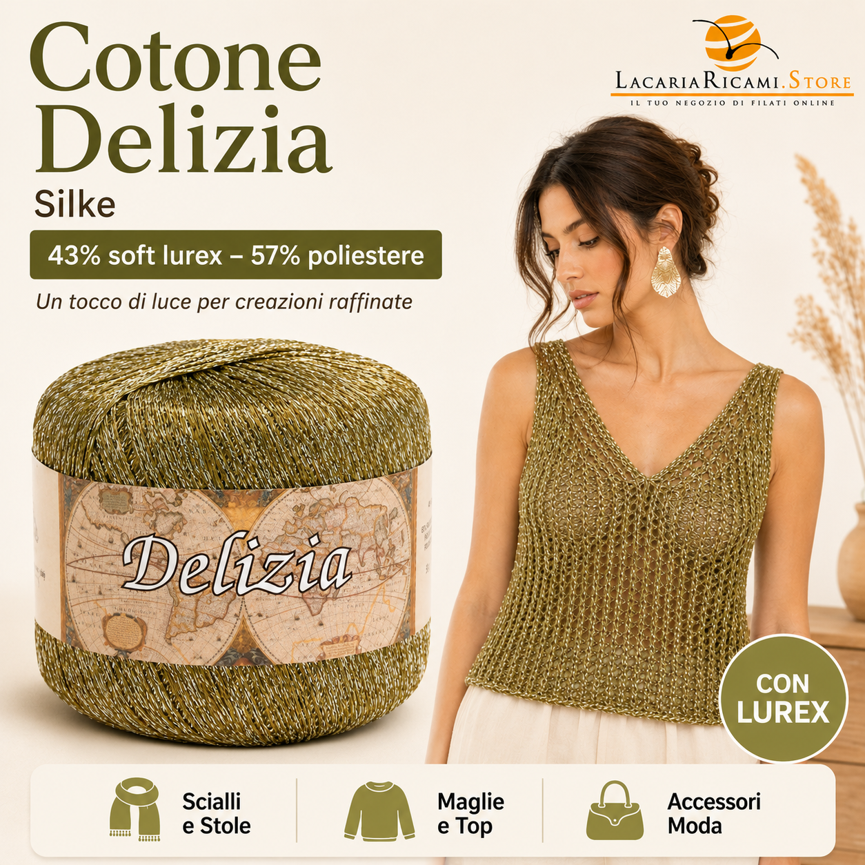 LacariaRicami.Store Facebook ad: COTONE DELIZIA SILKE, Eleganza e luminosità per le…