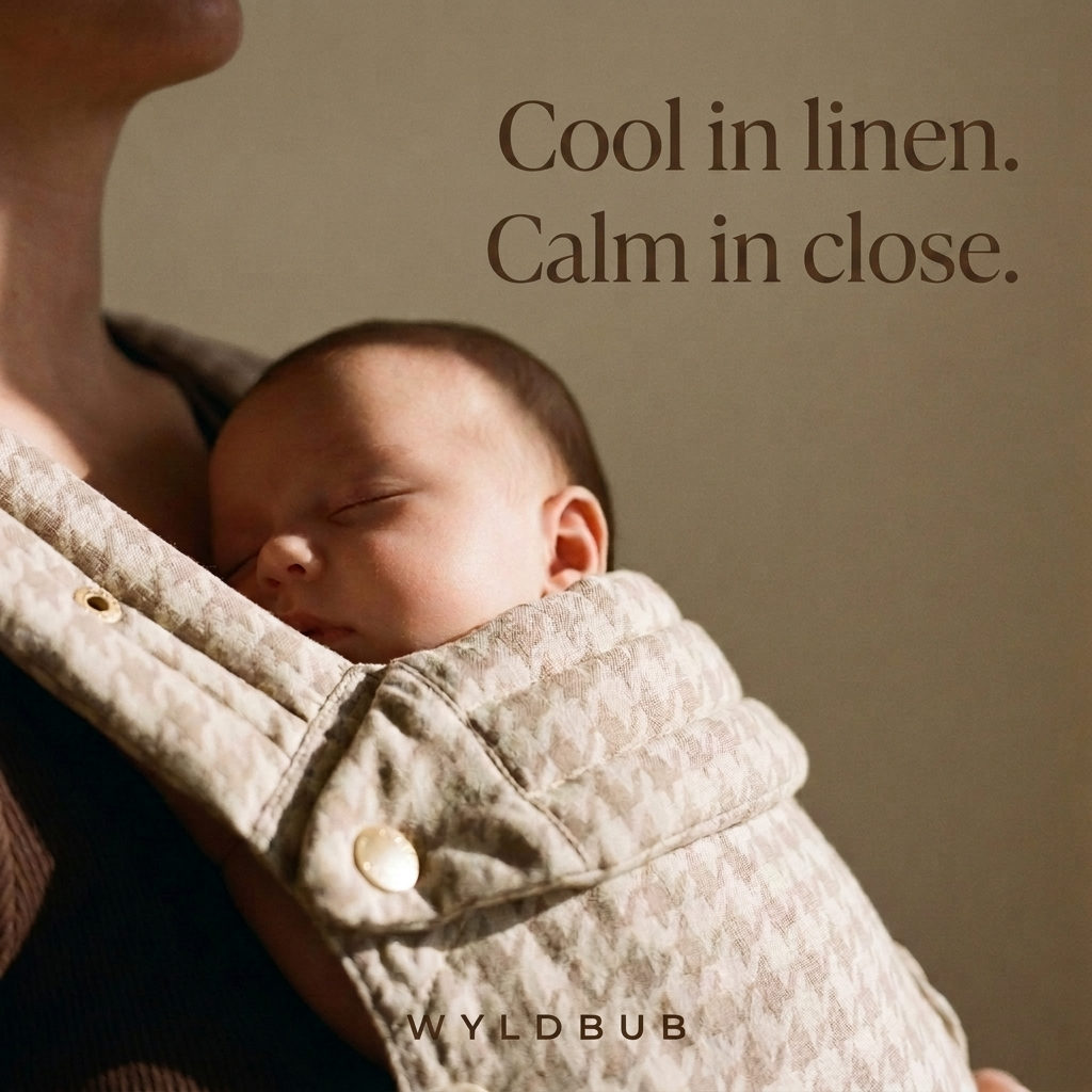 Wyld Bub Facebook ad: Cool in linen. Calm in close.