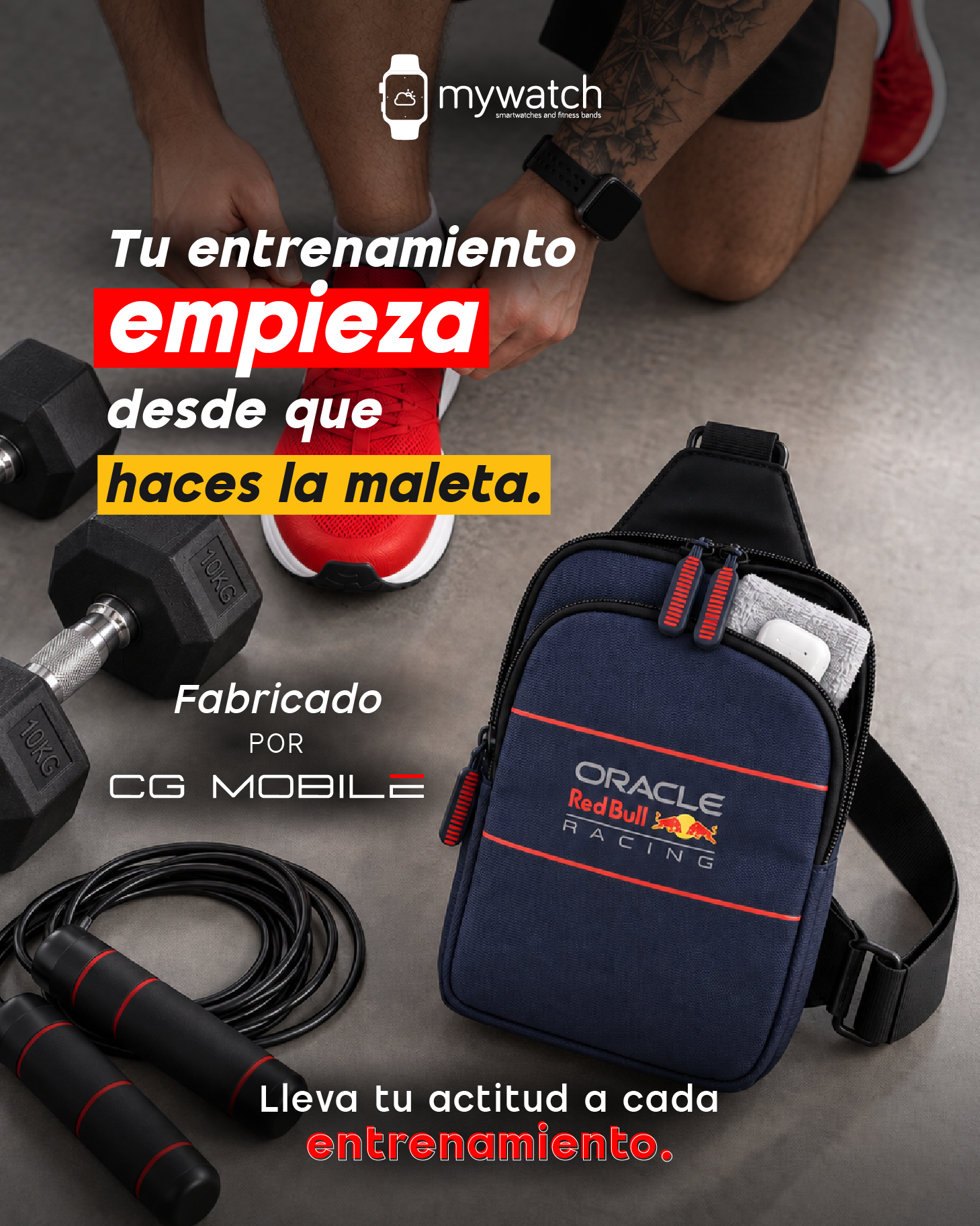 MyWatch SmartWatches & Fitness Bands Facebook ad: Tenis, botella, audífonos, accesorios y toda la actitud…