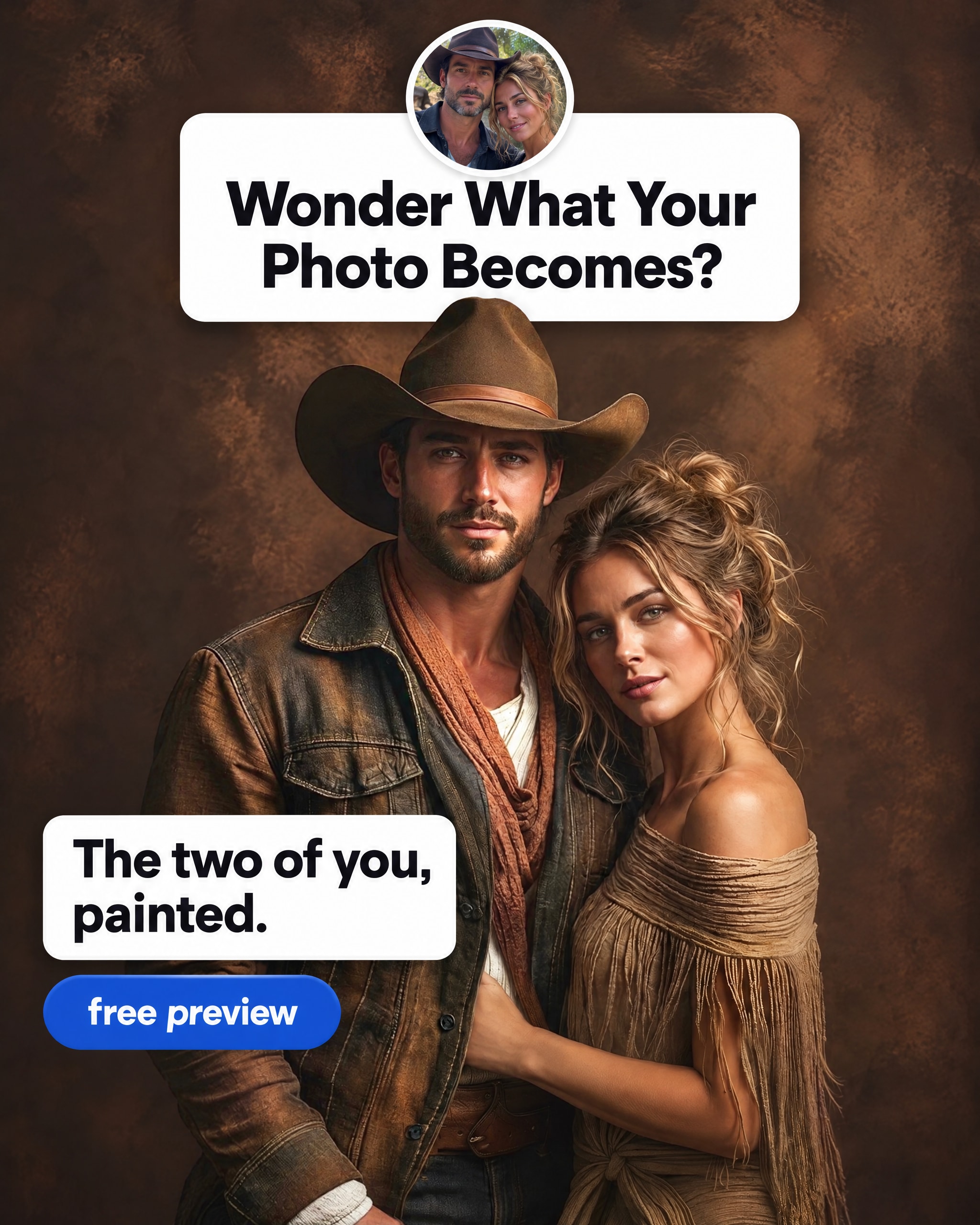 PortraitGift.Com Facebook ad: See What Your Photo Can Become