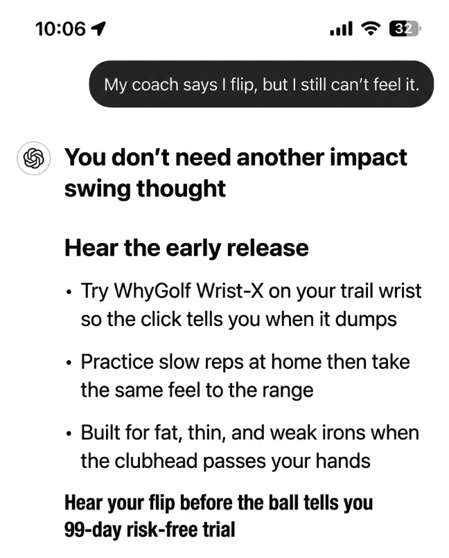 WhyGolf Facebook ad