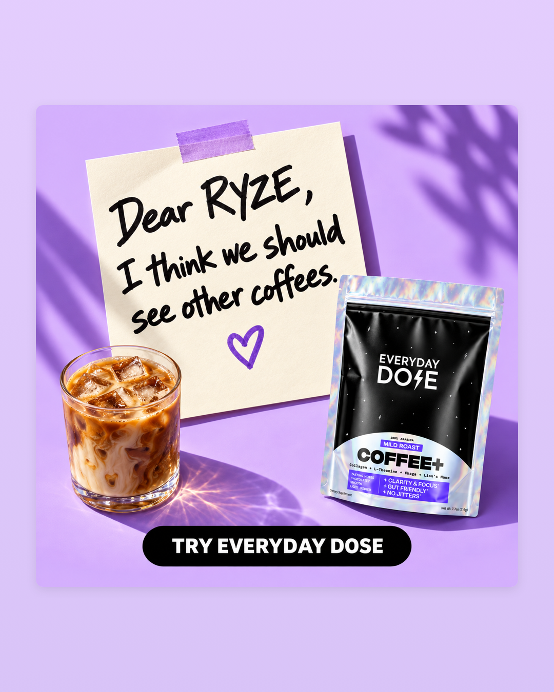 Everyday Dose Facebook ad: Pour Yourself Coffee That Does More